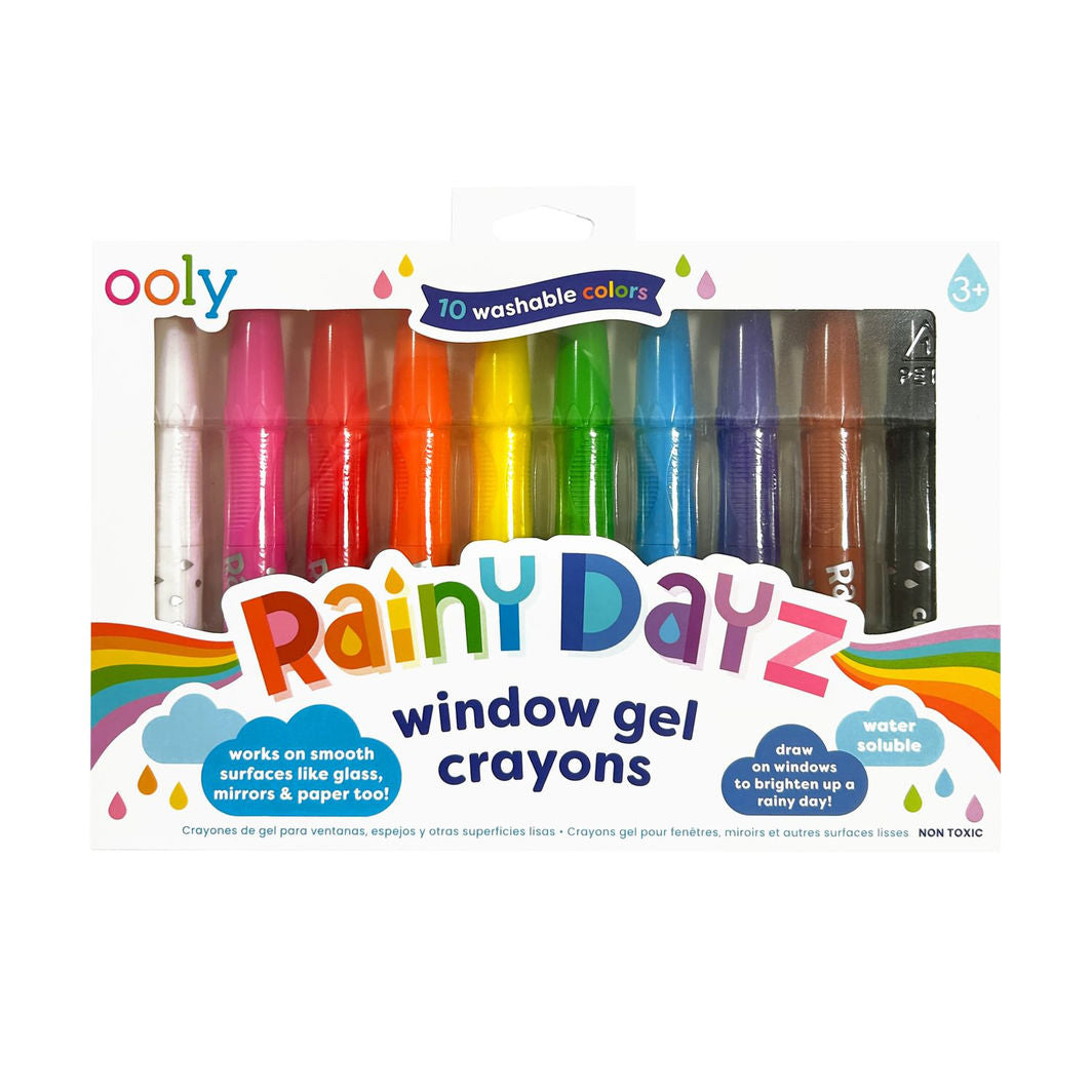 Ooly Gel fargekrit 10 stk, Vindusmaling - Rainy Dayz