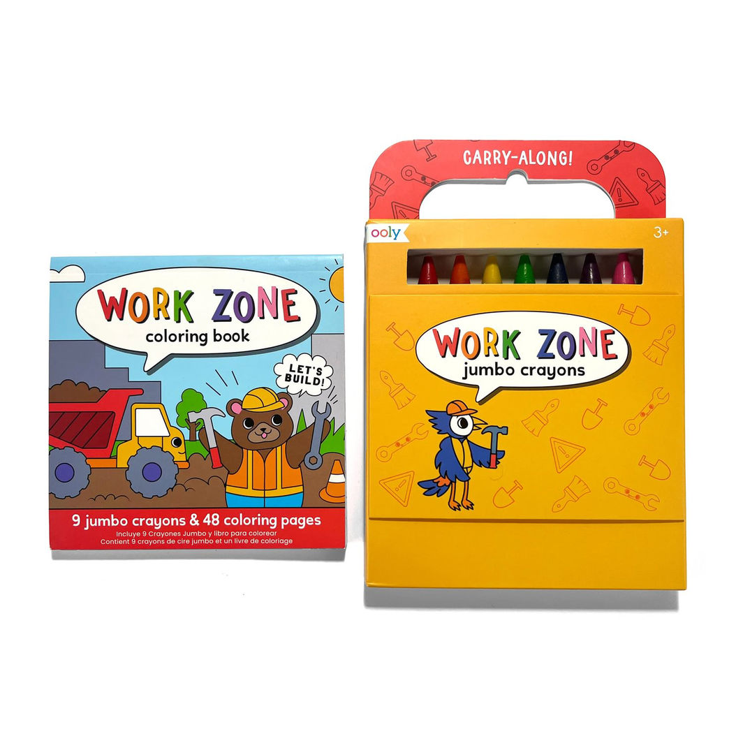 Ooly Farvekridt og malebog - Work Zone - Carry Along