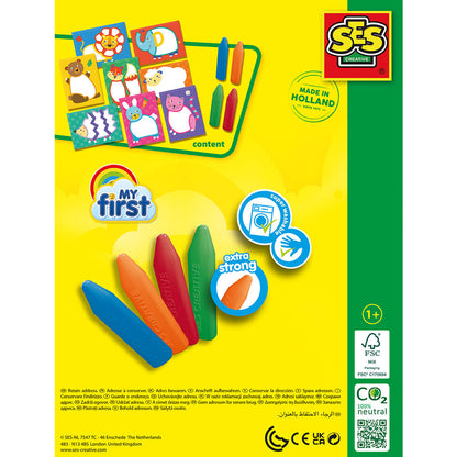 SES Creative Mit første kreative sett, Farvekridt og dyrekort - Fra 1-4 år