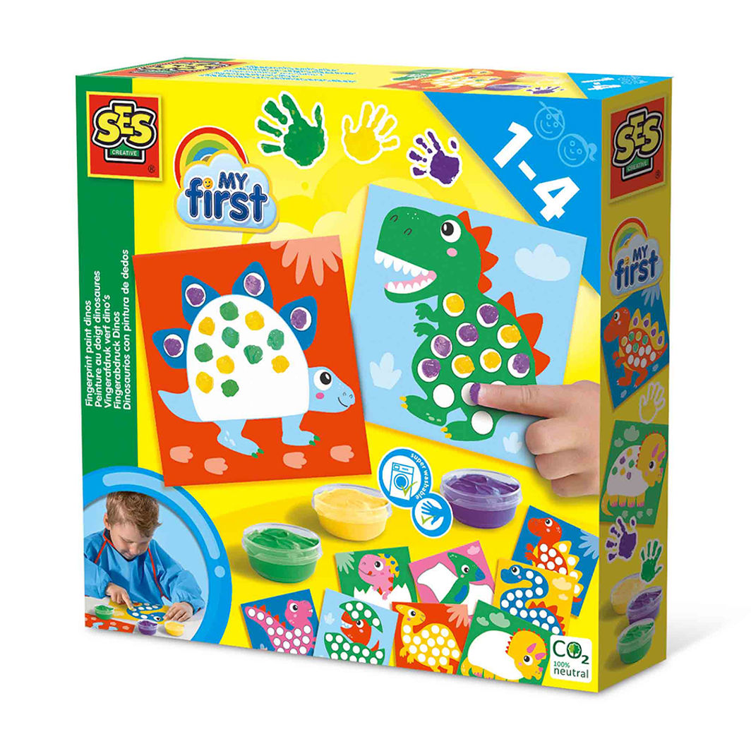 SES Creative fingermaling dinosaurer sæt, gave til børn 1-4 år