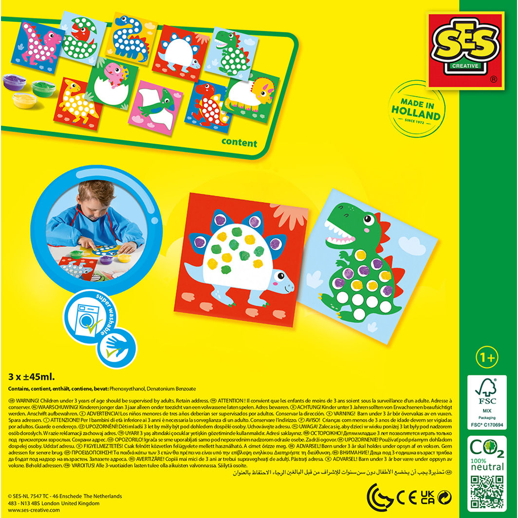 SES Creative, Mit første kreative sett, Fingermaling dinosaurer - Fra 1-4 år