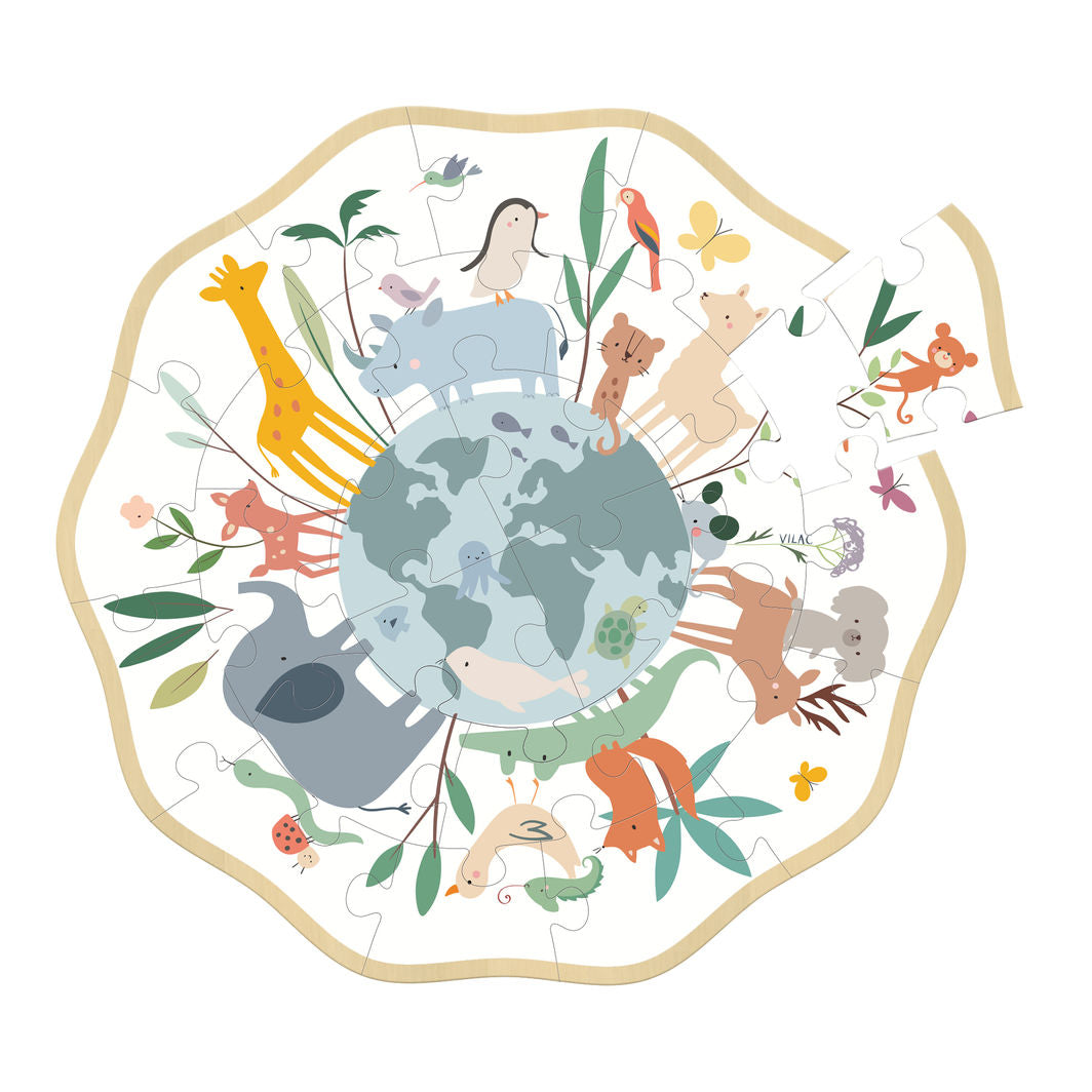 Vilac Puslespill i tre 24 brikker, Verden