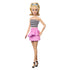 Barbie dukke Fashionistas, blondt hår, stribet top, pink nederdel og sorte sko