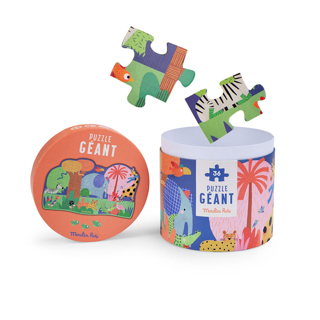 Moulin Roty, Jumbo Puslespill 36 brikker - Dyrenes oase - Les Toupitis