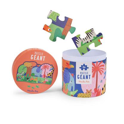 Moulin Roty, Jumbo Puslespill 36 brikker - Dyrenes oase - Les Toupitis