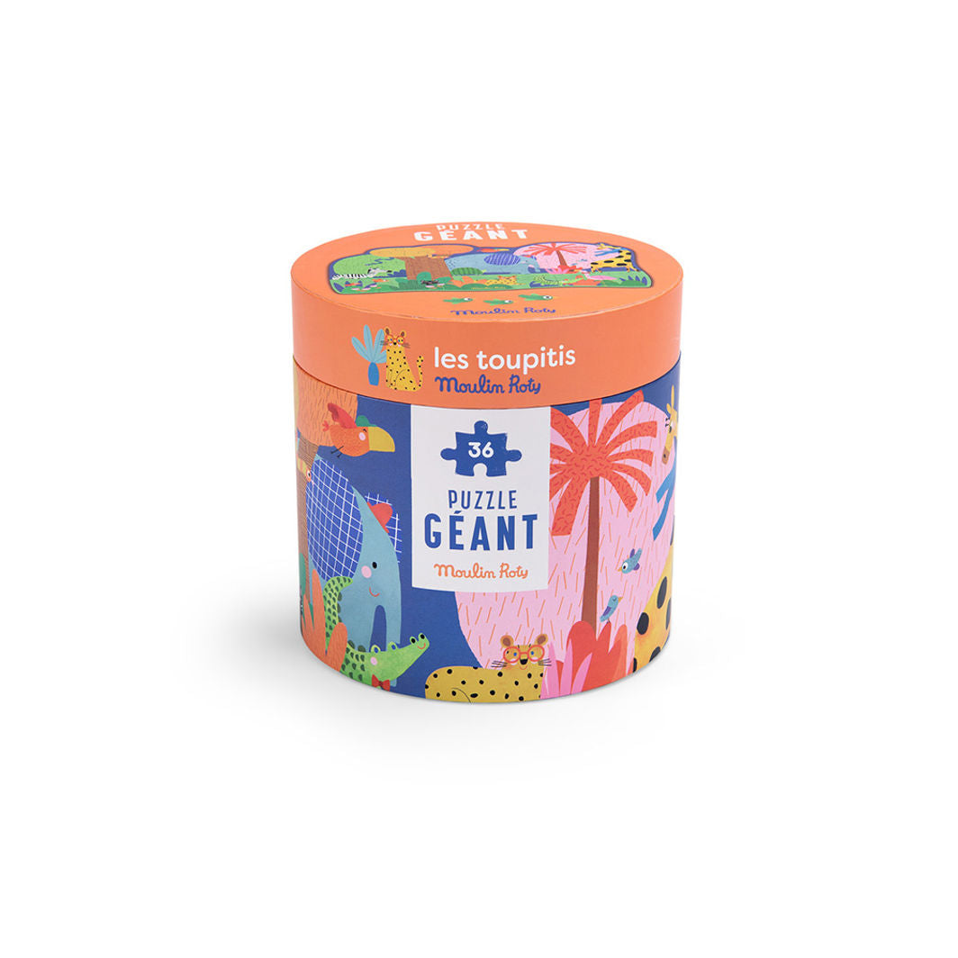 Moulin Roty, Jumbo Puslespill 36 brikker - Dyrenes oase - Les Toupitis