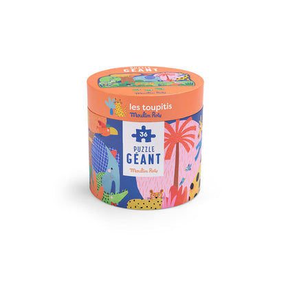 Moulin Roty, Jumbo Puslespill 36 brikker - Dyrenes oase - Les Toupitis