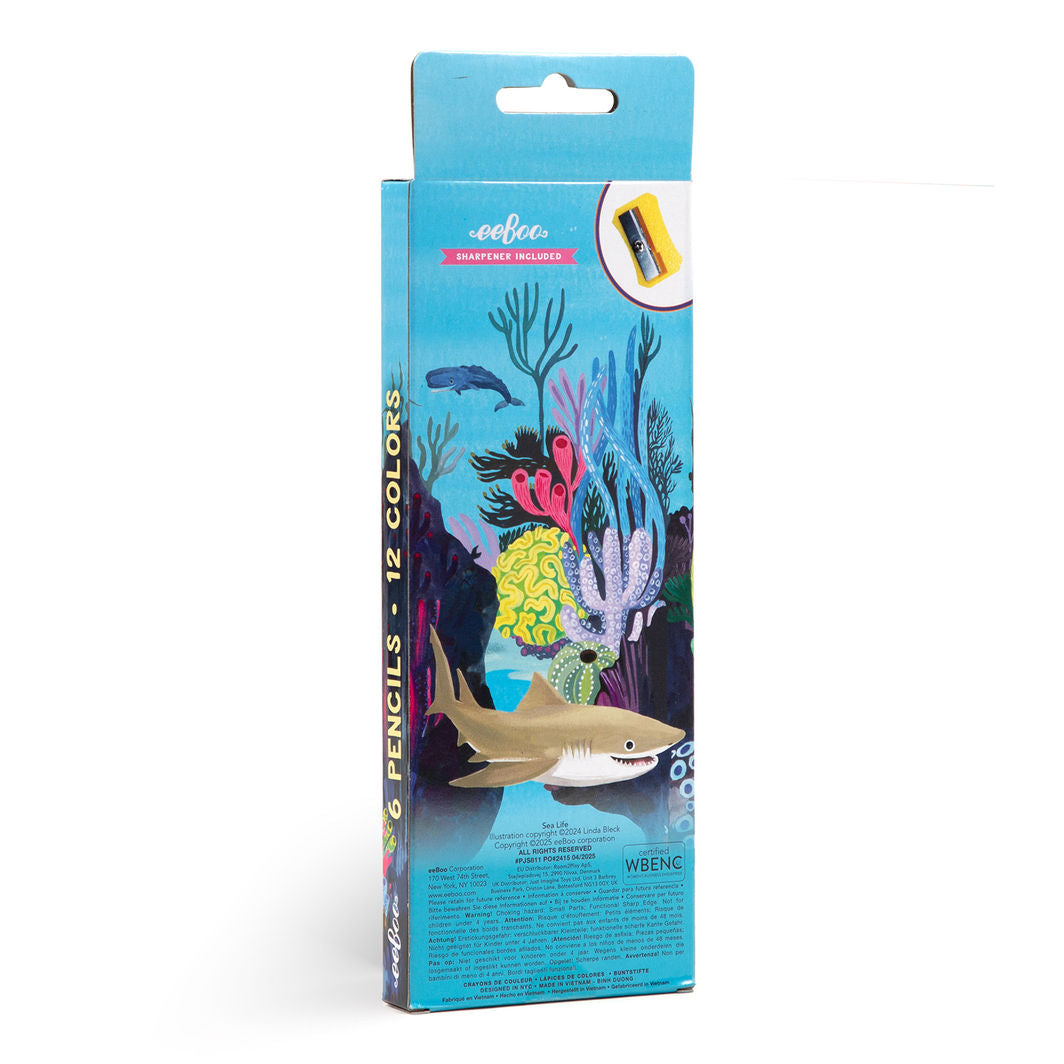 eeBoo - 6 jumbo fargeblyanter - Sea Life Spesial