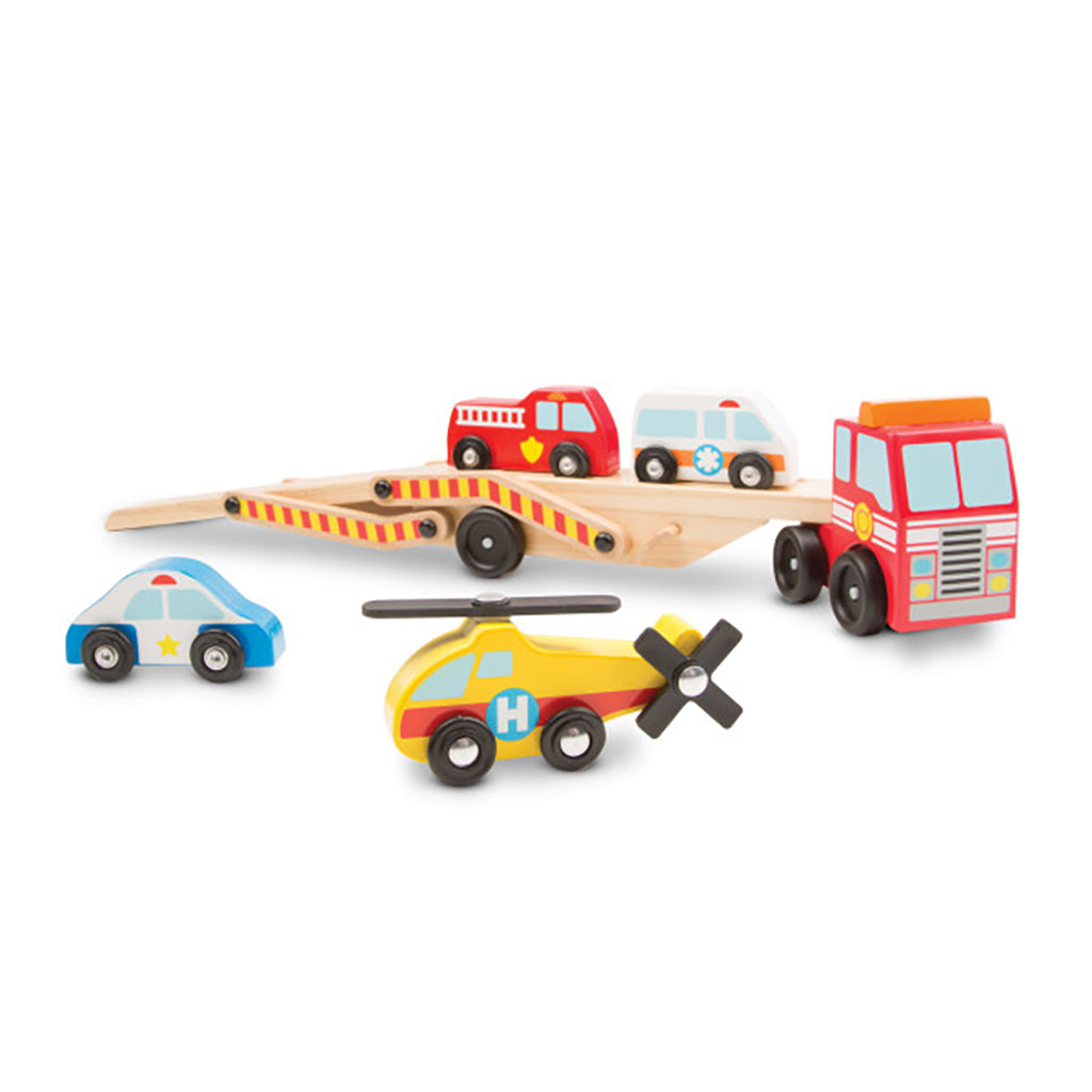 Melissa &amp; Doug Treleker Biler, Bergingskjøretøy Biltransportør