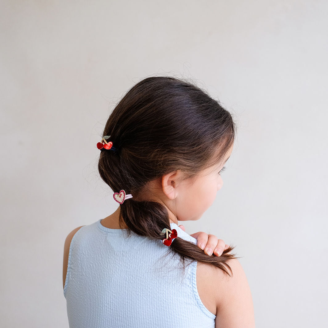 Mimi &amp; Lula 6 hårelastikker, Mini Red Cherries Mon Cheri