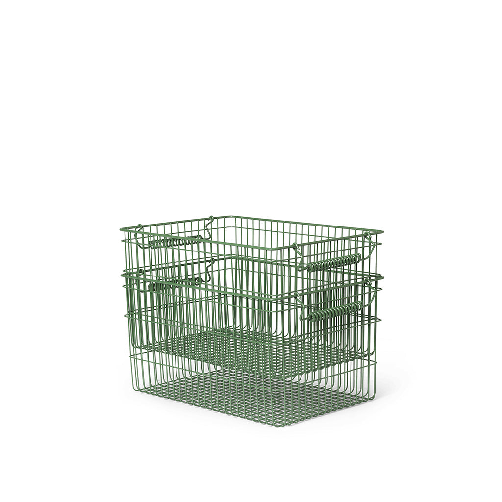 ferm Living trådkurv, Cala Stackable Baskets, Sett med 2 stk. - Verdant green