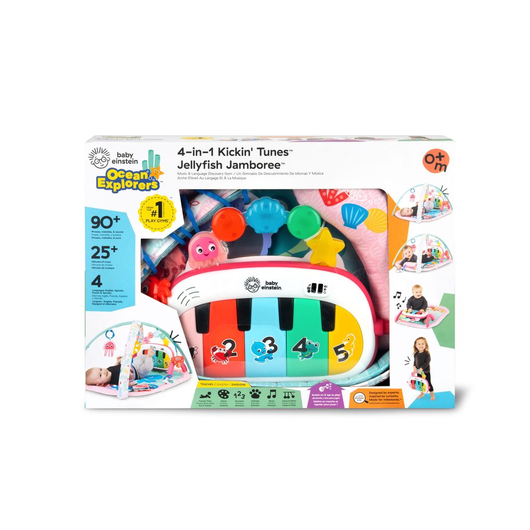 BABY Einstein 4-i-1 Kickin’ Tunes™ Jellyfish Jamboree™ aktivitetsteppe med lyd