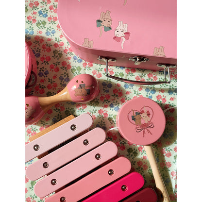Konges Sløjd musikinstrumenter i koffert, sett m 4 dele - Bow kitty