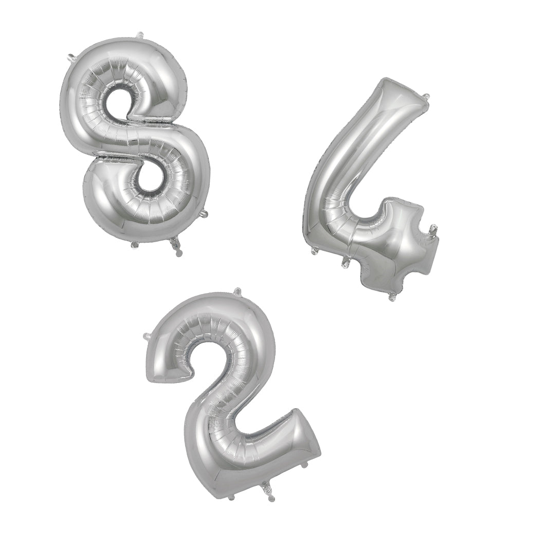 My Little Day, Gigantisk folieballong med tall, Sølv - 0-9