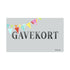 Billede af lysegråt gavekort med GAVEKORT tekst og festlige flag guirlande