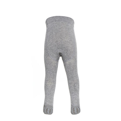 GoBabyGo krabbestrømpebukse m. gummiprikker, grey melange