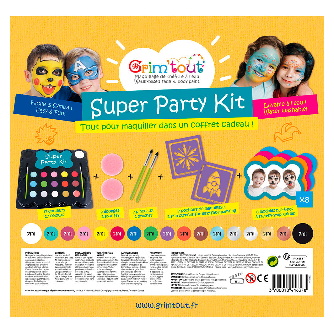 Grim Tout Ansigtssminke, Super party kids - 17 farger