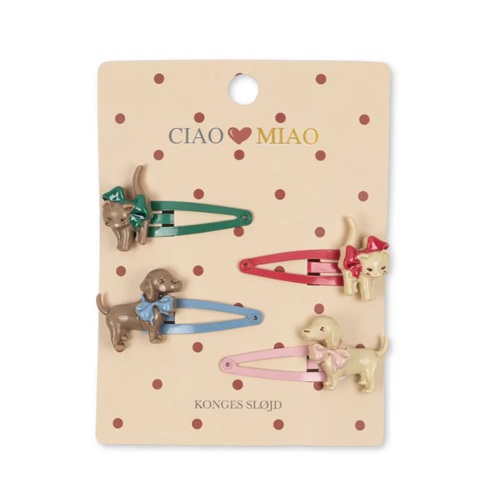 Konges Sløjd Hårspenner, 4-pakning - Cats and Dogs