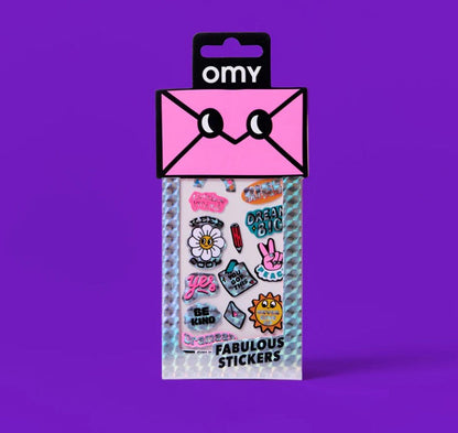 Omy klistermerker, Messages