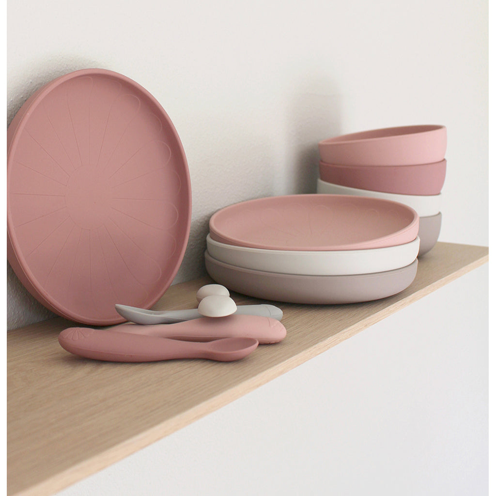 Cam Cam flat tallerken, 2-pakning, Flower plates - Rose mix