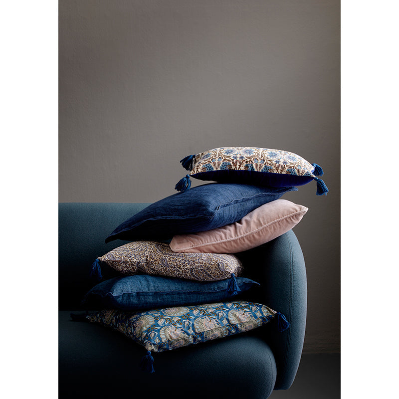 Bungalow putetrekk i velour, 50 x 50 cm - China blue