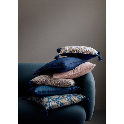 Bungalow putetrekk i velour, 50 x 50 cm - China blue