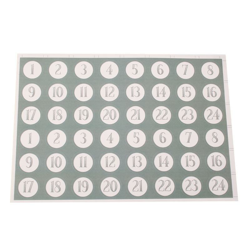 Klistermærker med tal 1-24 til pakkekalender