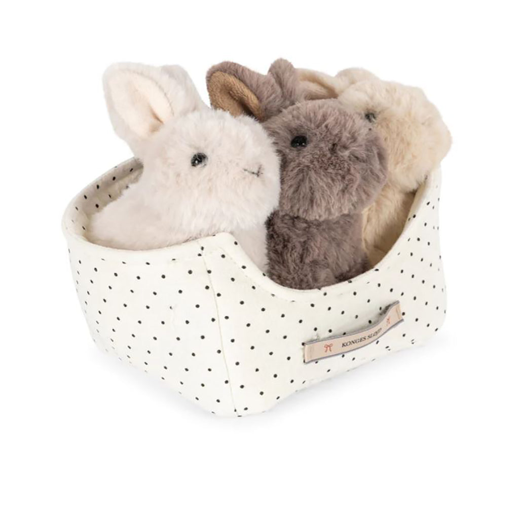 Konges Sløjd bamser, Bunny Love - 3 kaninbamser i kurv