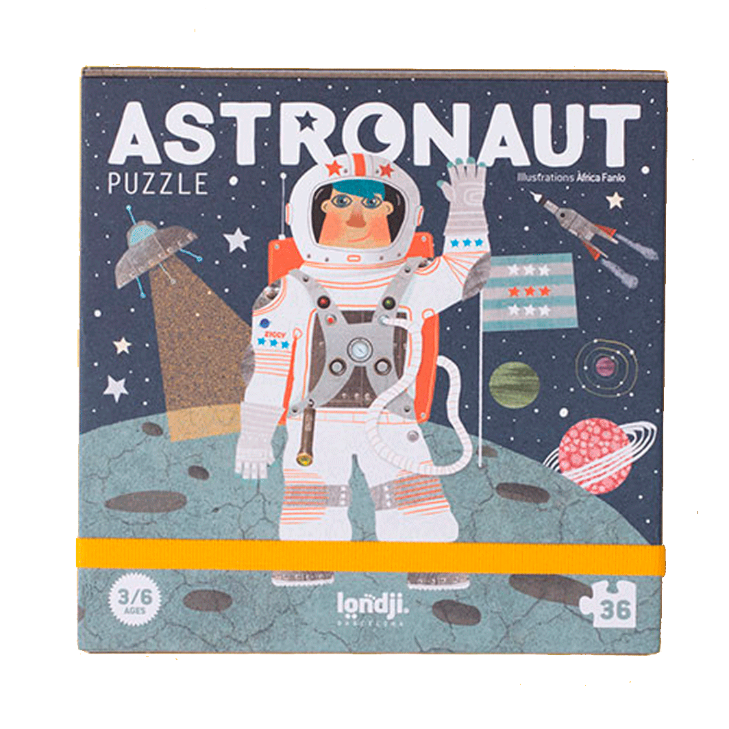 Londji puslespil med astronautmotiv, 36 brikker, æske
