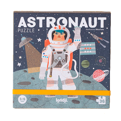 Londji puslespil med astronautmotiv, 36 brikker, æske