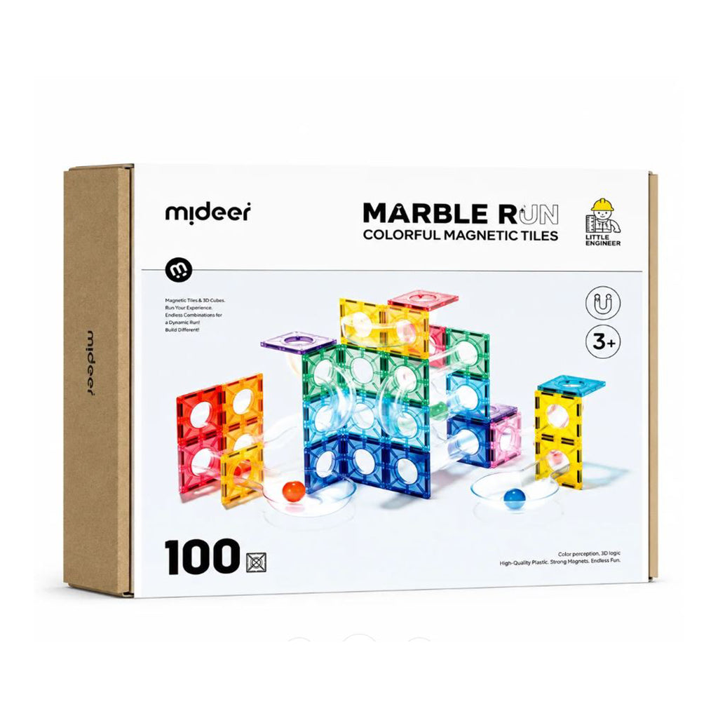 Mideer magnetiske byggeplater med kulebane, 100 deler