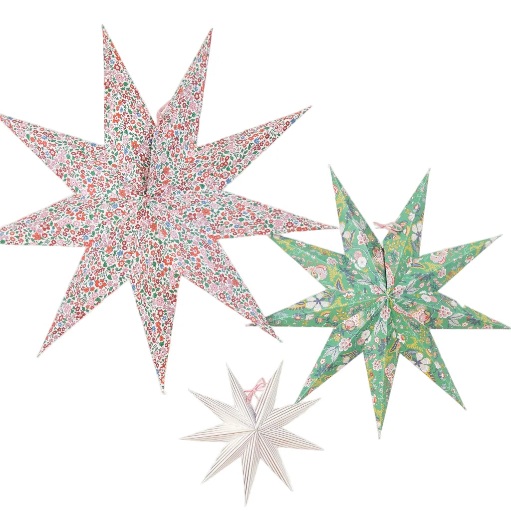 Meri Meri x Liberty pynt, Stjernedekoration - 3 stk