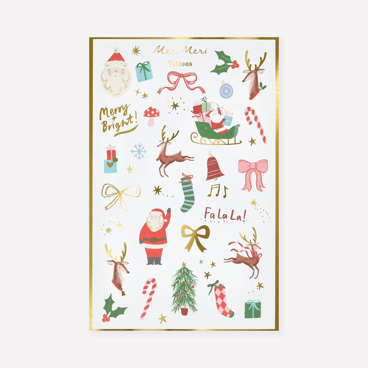 Meri Meri juletatoveringer for barn, Christmas Mixed Icon, 2 ark