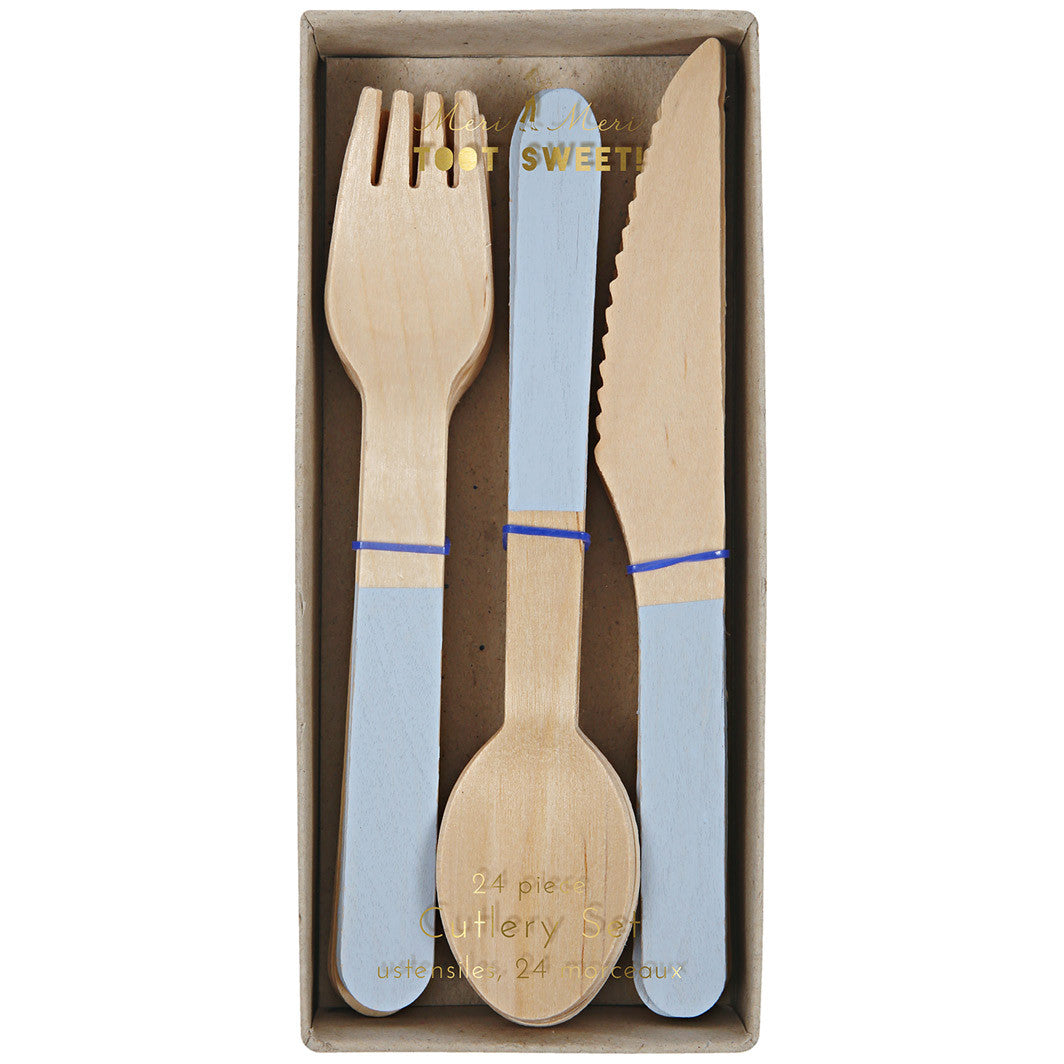 Meri Meri trebestikk, Toot Sweet - blå - 24 deler