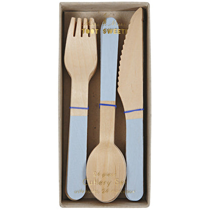 Meri Meri trebestikk, Toot Sweet - blå - 24 deler
