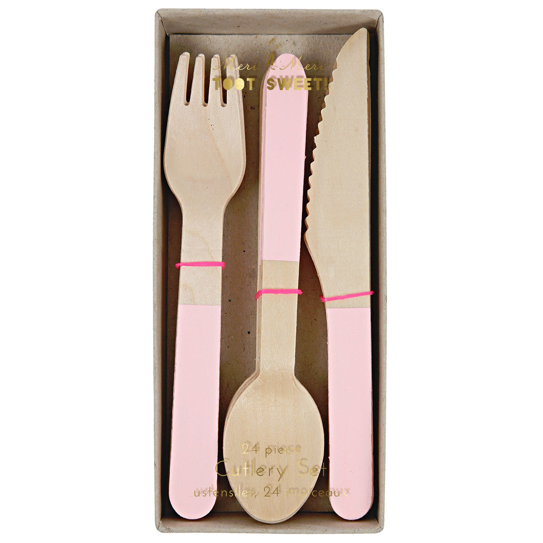 Meri Meri trebestikk, Toot Sweet - rosa - 24 deler