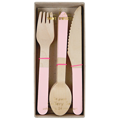 Meri Meri trebestikk, Toot Sweet - rosa - 24 deler