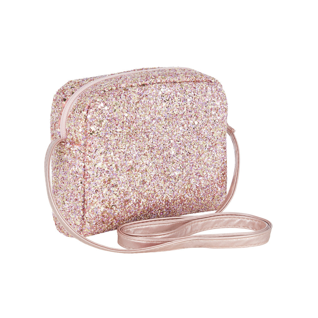Mimi &amp; Lula skulderveske, Rosa glitter clutch.