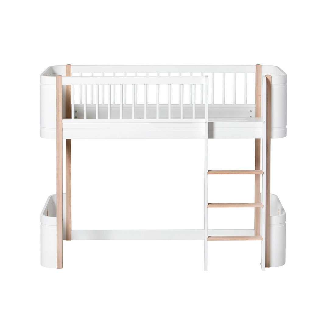 Oliver Furniture Wood Mini+ halvhøj seng hvid eg