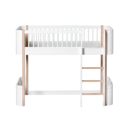Oliver Furniture Wood Mini+ halvhøj seng hvid eg