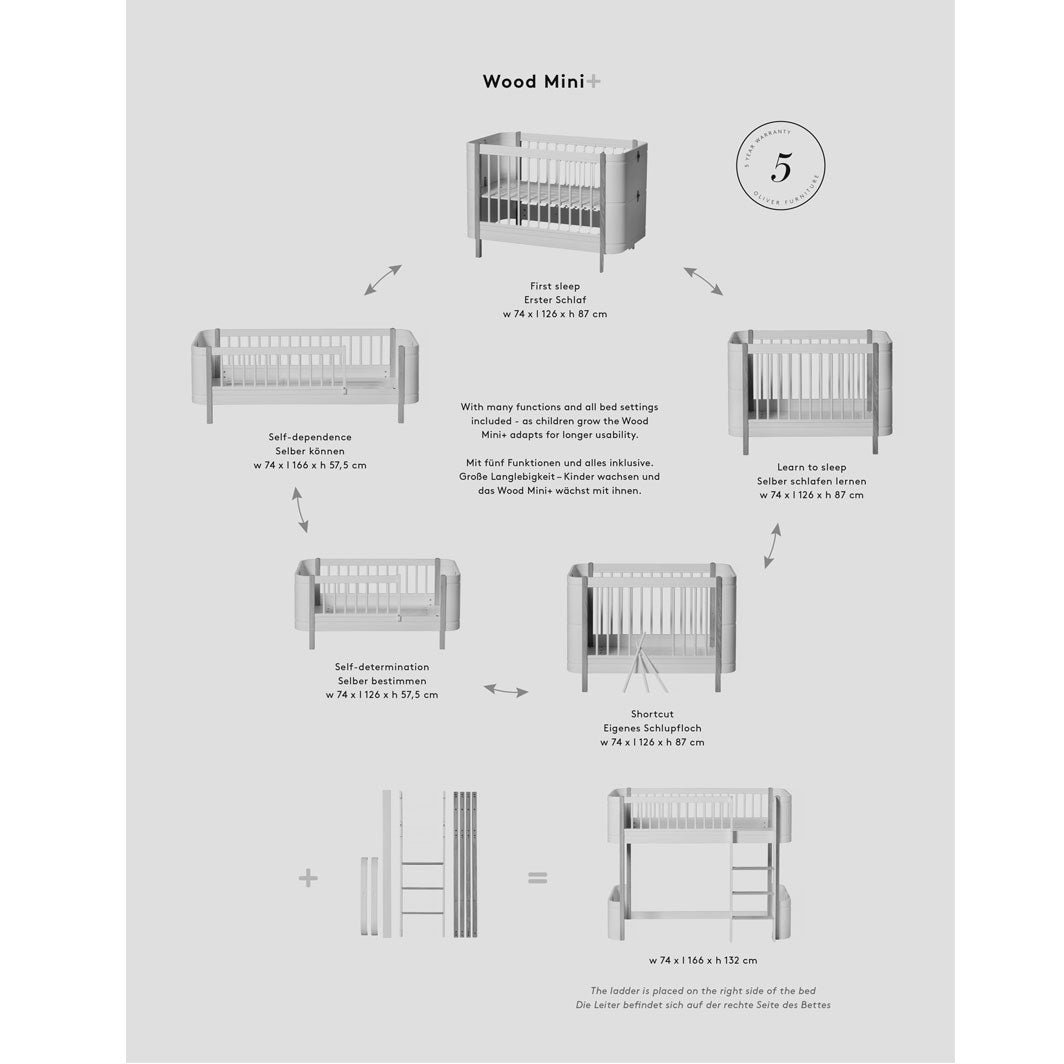 Oliver Furniture, Wood Mini+ Basic sprinkelseng - hvit