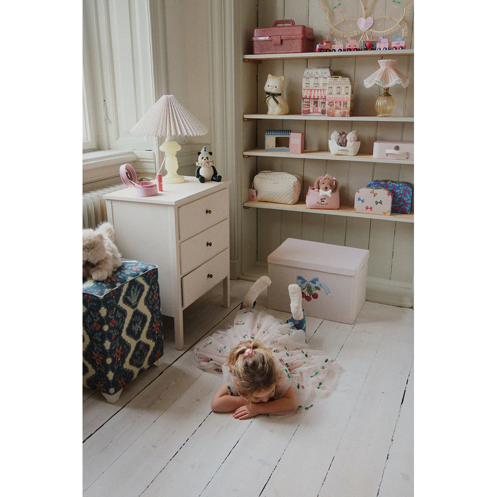 Konges Sløjd, stoff oppbevaringsboks, stor - Cherry bow