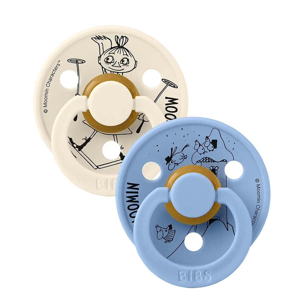 Bibs x Moomin-sutter i naturgummi, str. 2 – Mymble Ivory/Sky Blue