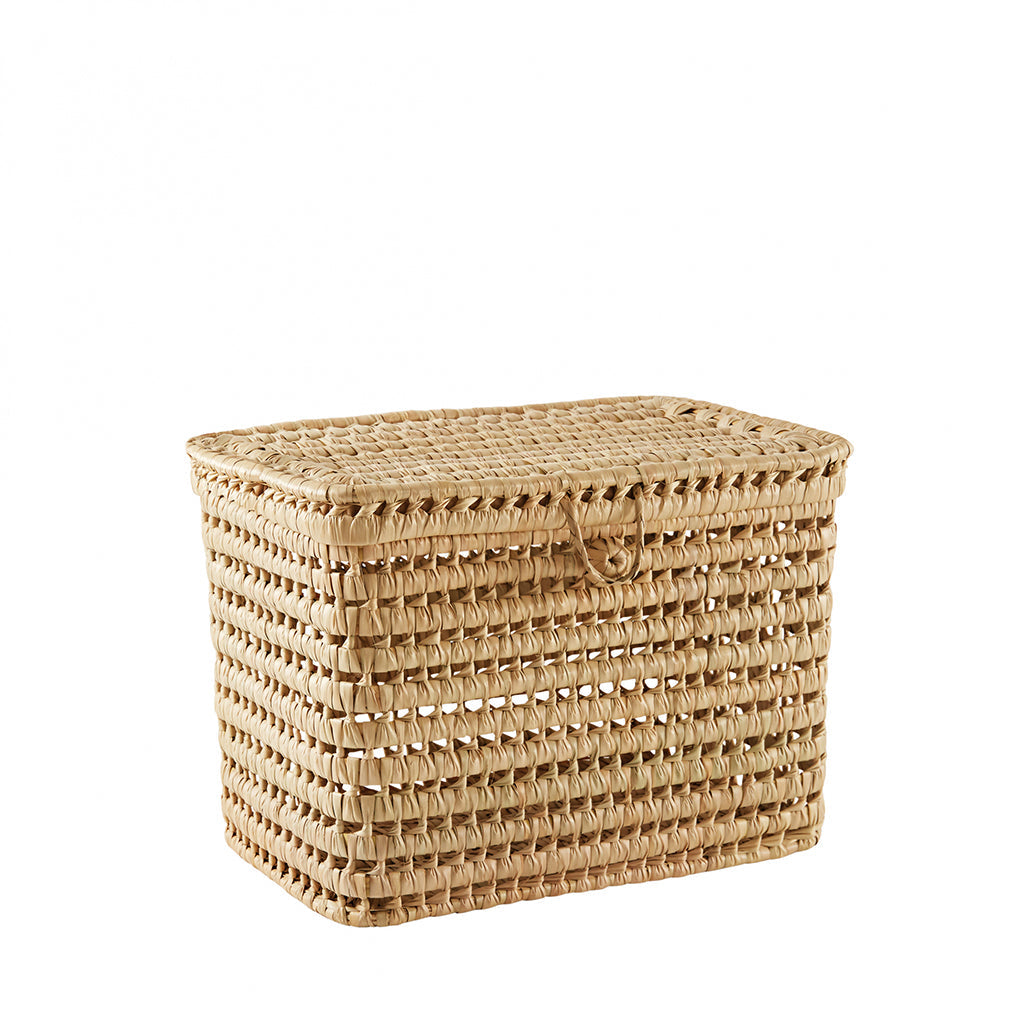 Bonton flettet kurv m. lokk og håndtak