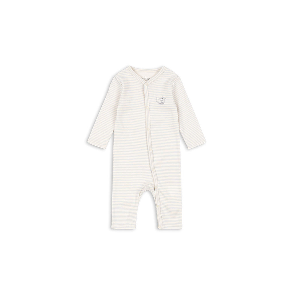 Fanga Fontana Fio body med lange ermer, Tea stripe gray dawn - str. 1 - 6 mnd.