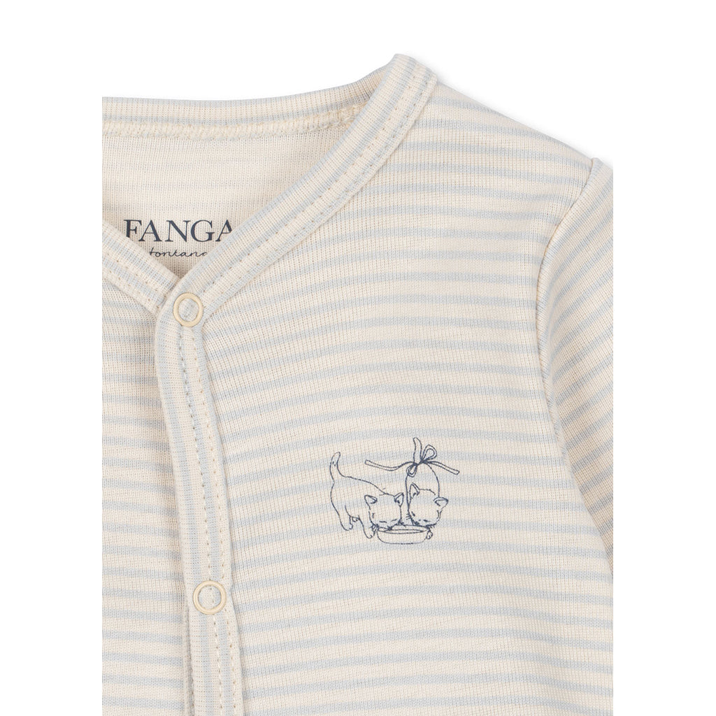 Fanga Fontana Fio body med lange ermer, Tea stripe gray dawn - str. 1 - 6 mnd.