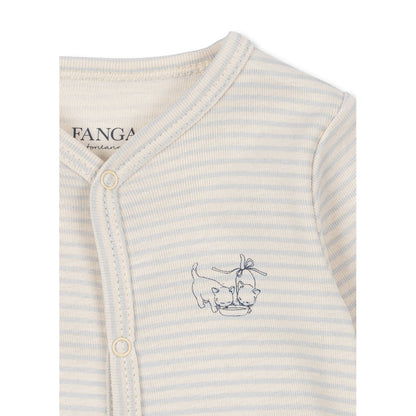 Fanga Fontana Fio body med lange ermer, Tea stripe gray dawn - str. 1 - 6 mnd.