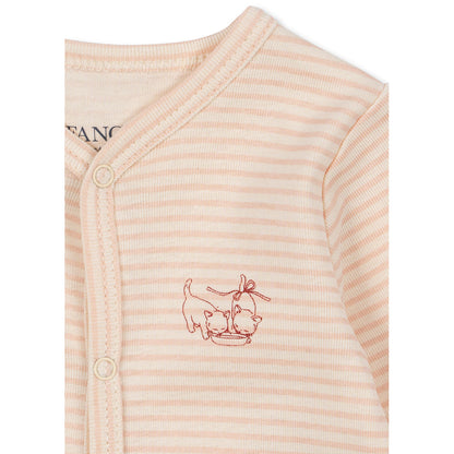 Fanga Fontana Fio bodystocking med lange ermer, Tea stripe cameo - str. 1 - 6 mnd.