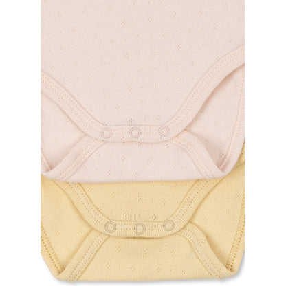 Fanga Fontana Perla bodystocking med lange ermer, 2-pakning - Banana crepe/creole pink - str. 0-9 mnd.