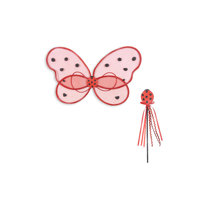 Konges Sløjd Mariehøne-kostyme, vinger og tryllestav - Ladybug